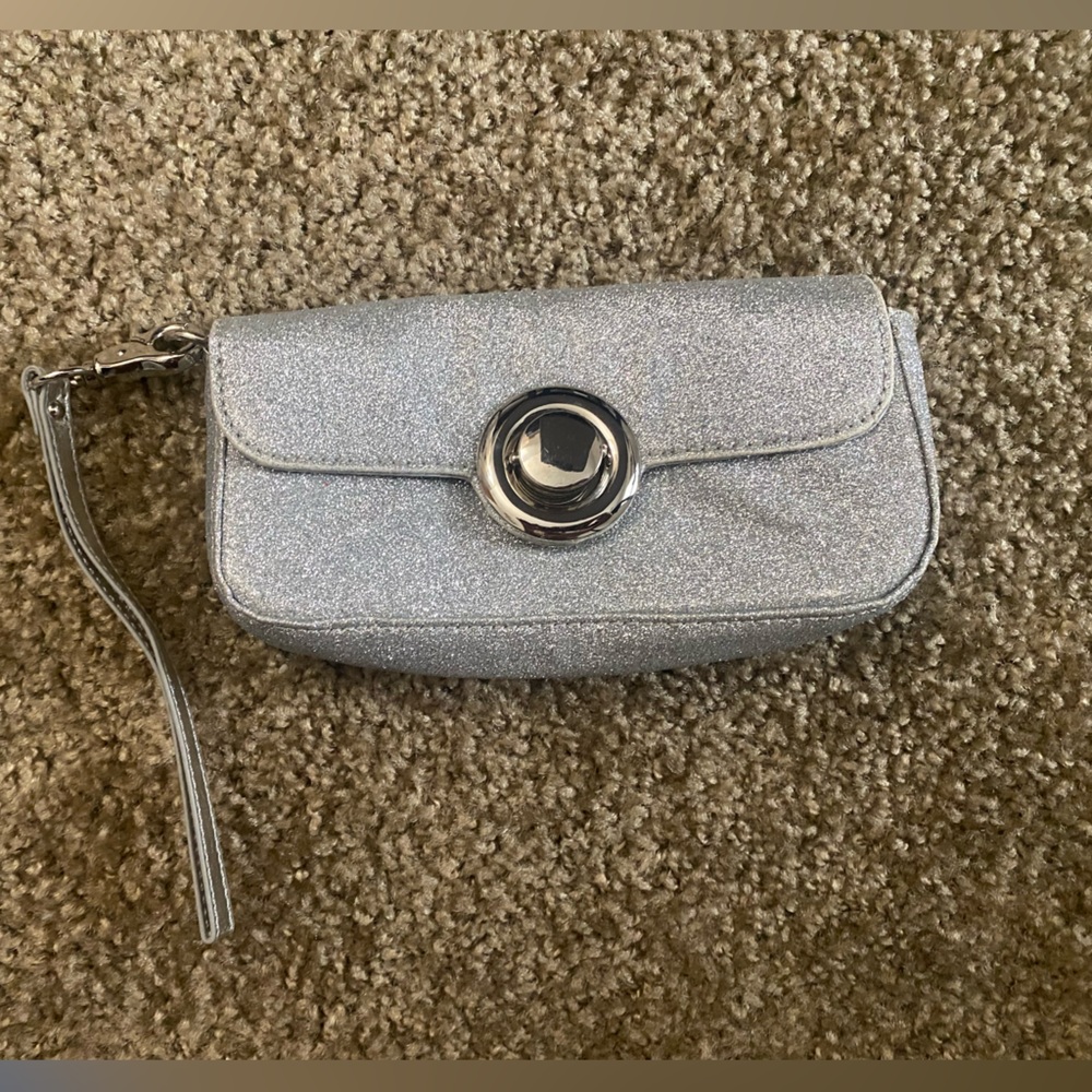 Silver clutch bag